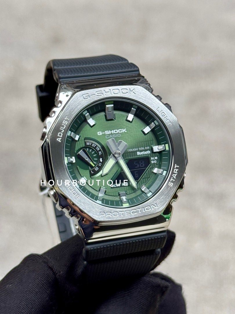 Brand New Casio Gshock Metal Ana Digital Green Dial Watch GBM-2100-1A3