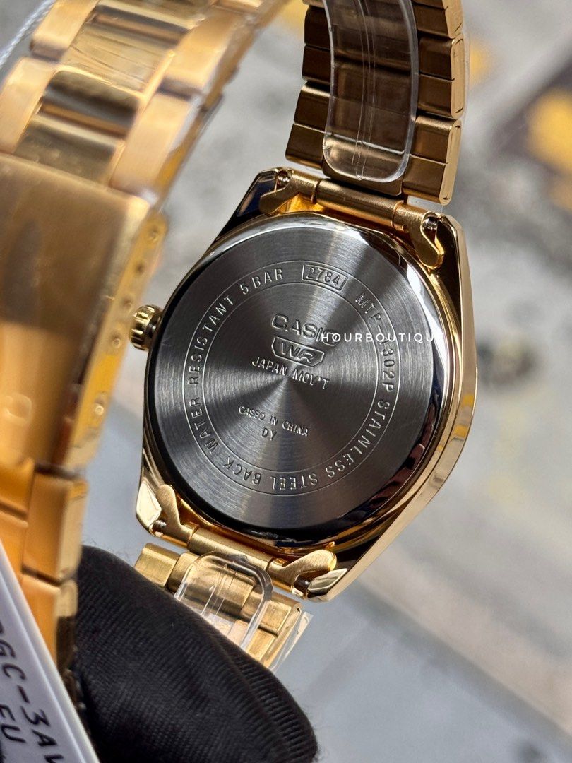 Brand New Casio PVD Gold Case with Green Dial Quartz Watch MTP-1302PGC-3AVEF