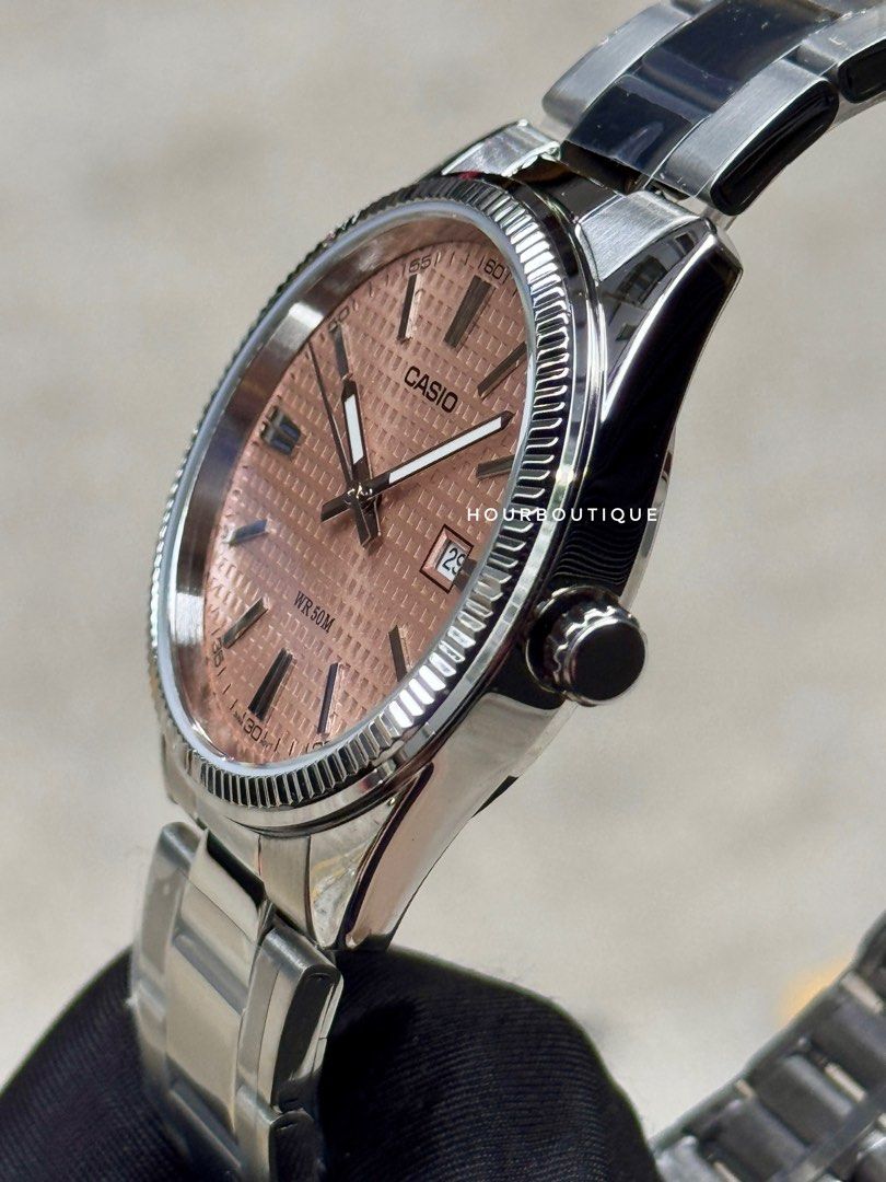 Brand New Casio Salmon Dial Quartz Watch MTP-1302PE-4AVEF