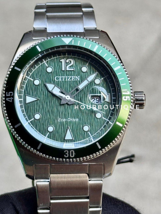 Brand New Citizen Eco-Drive Green Dial Watch AW1880-55X