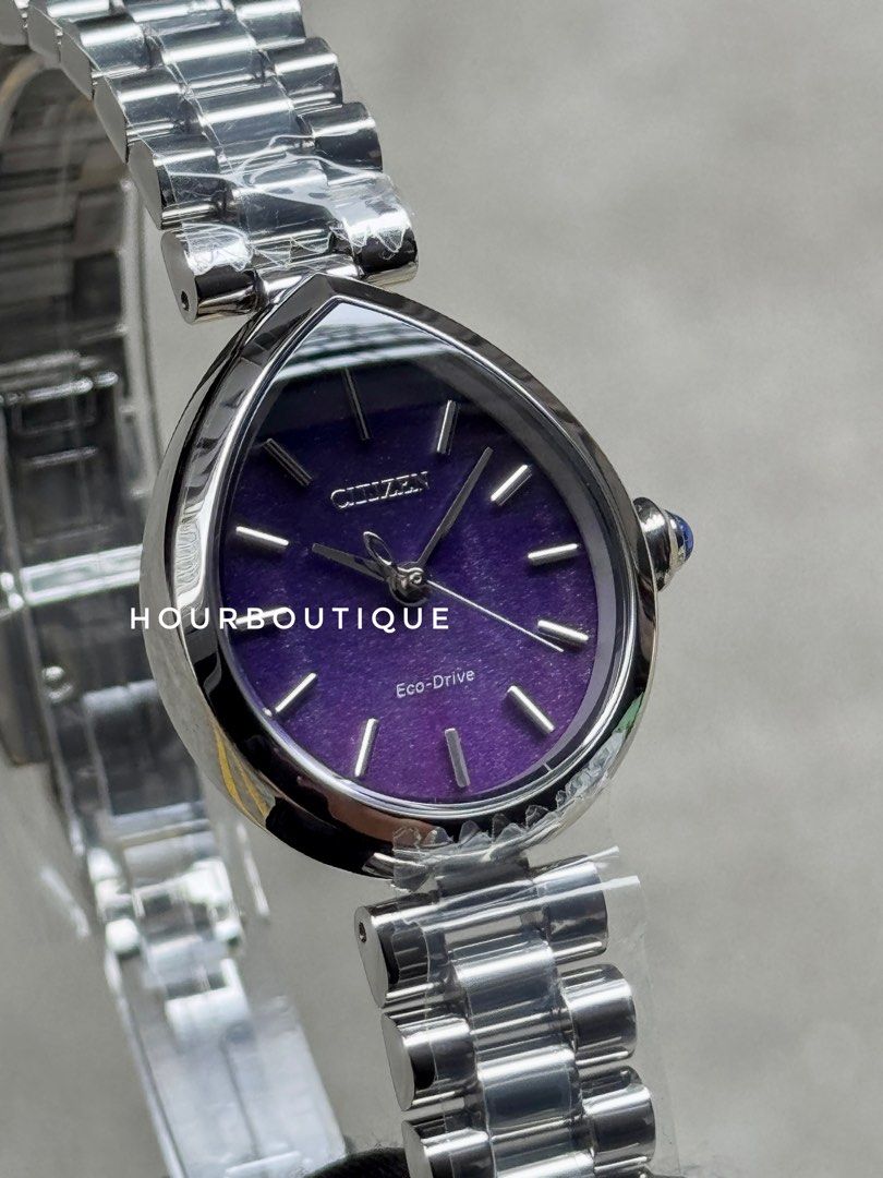 Brand New Citizen Japan Exclusive Rain Drop Purple Dial Eco-Drive Lady’s Watch EM1200-55X