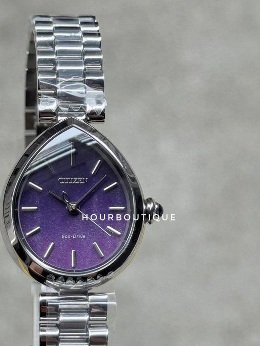 Brand New Citizen Japan Exclusive Rain Drop Purple Dial Eco-Drive Lady’s Watch EM1200-55X