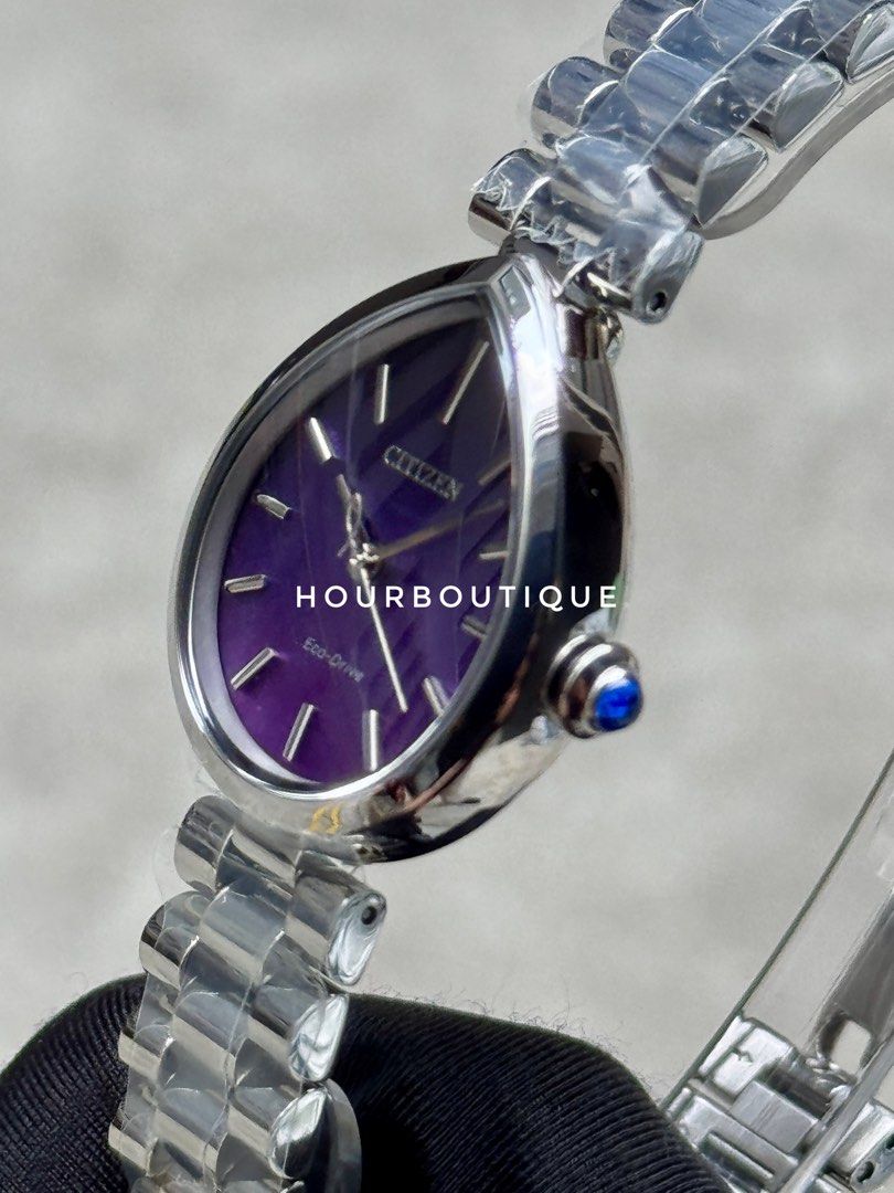 Brand New Citizen Japan Exclusive Rain Drop Purple Dial Eco-Drive Lady’s Watch EM1200-55X