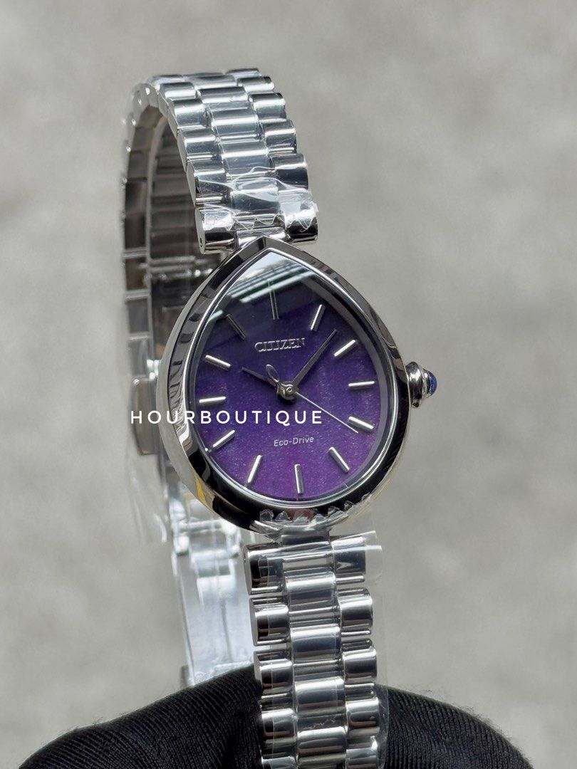 Brand New Citizen Japan Exclusive Rain Drop Purple Dial Eco-Drive Lady’s Watch EM1200-55X