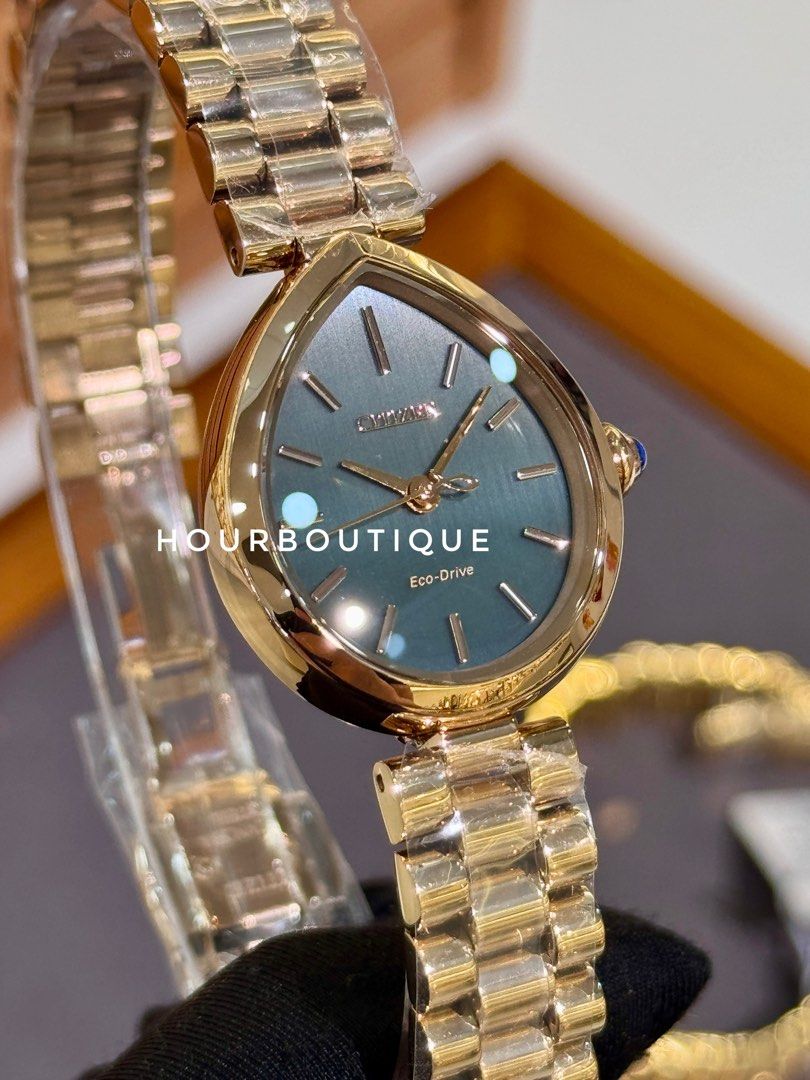 Brand New Citizen Japan Exclusive Rain Drop Green Dial, Eco- Drive Ladys Watch EM1203-57X