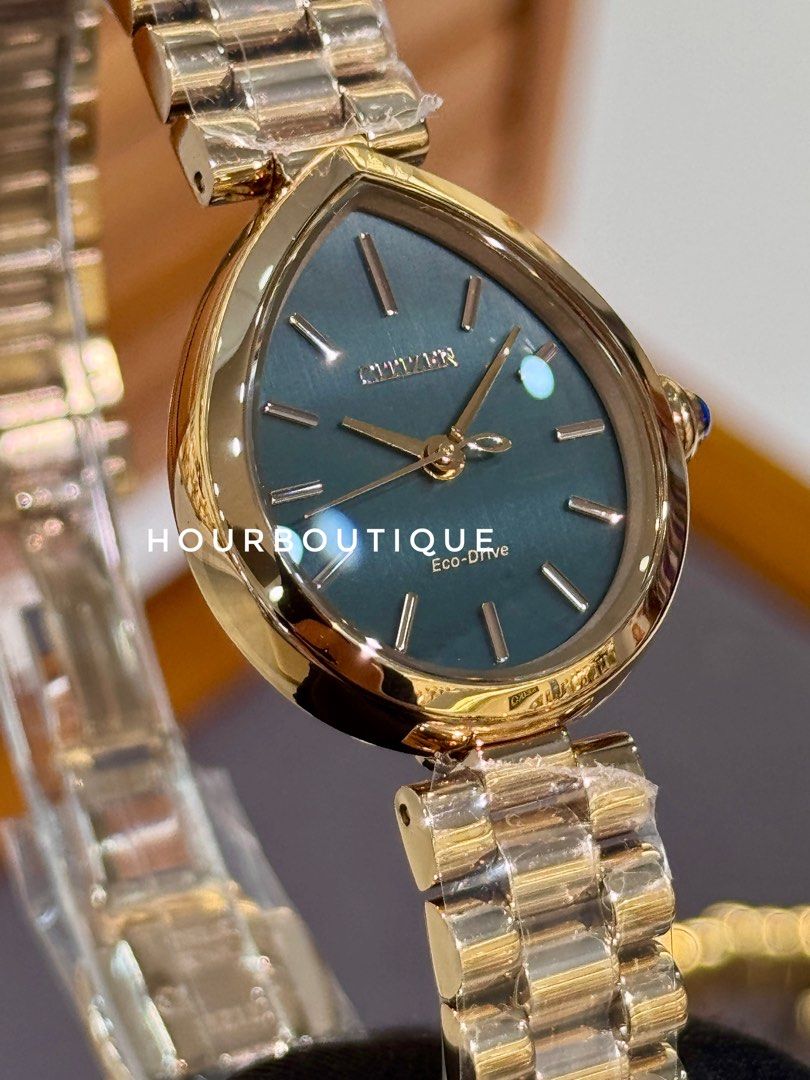 Brand New Citizen Japan Exclusive Rain Drop Green Dial, Eco- Drive Ladys Watch EM1203-57X