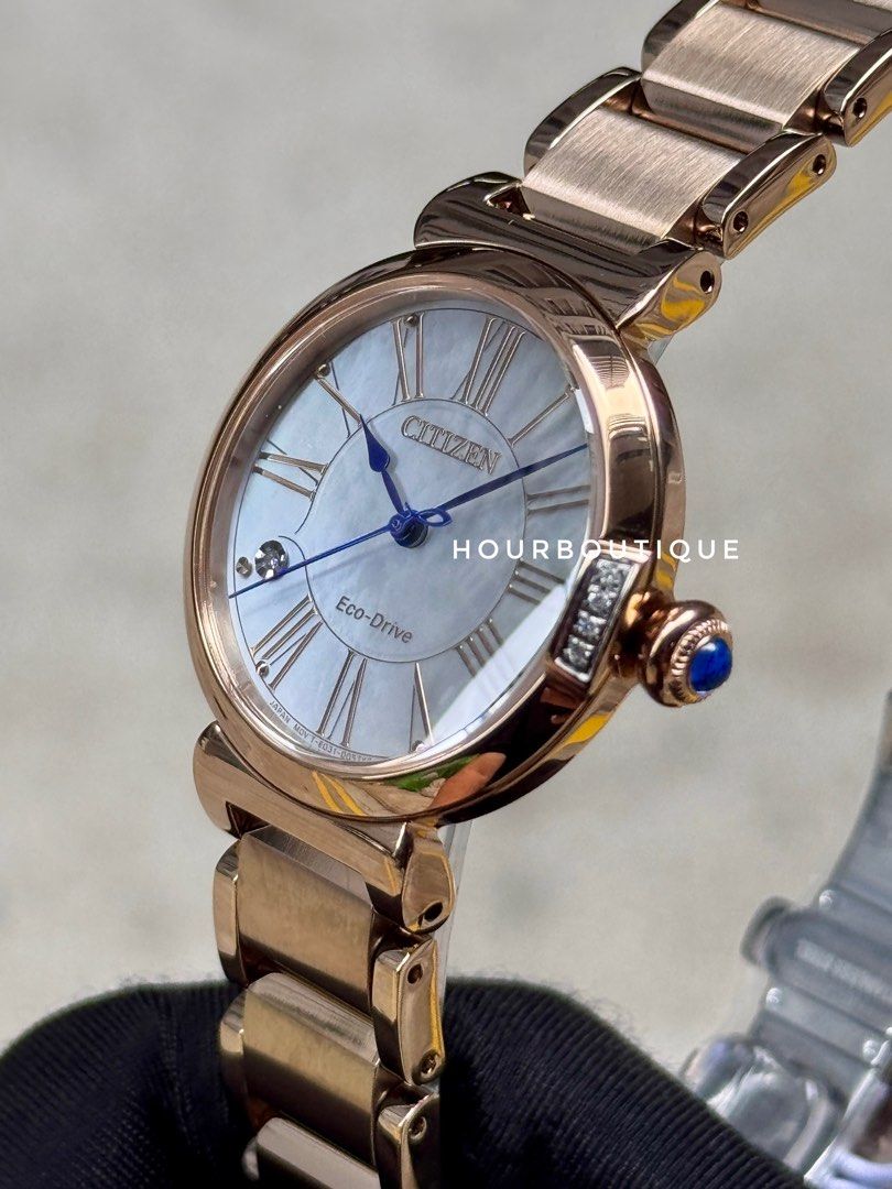 Brand New Citizen L Round Rose Gold Case Eco-Drive Lady’s Watch EM1063-89D