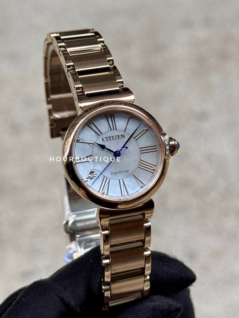 Brand New Citizen L Round Rose Gold Case Eco-Drive Lady’s Watch EM1063-89D