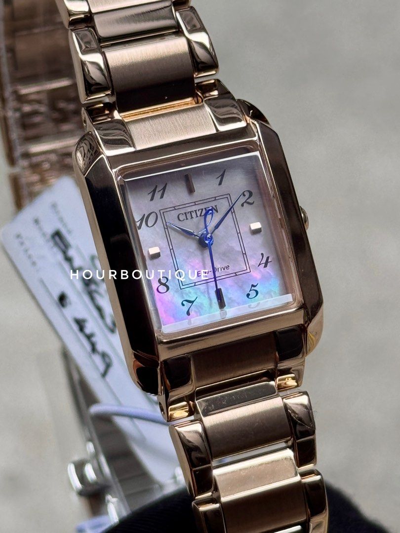 Brand New Citizen L Square Eco-Drive Pearl Dial Watch EW5603-89Y
