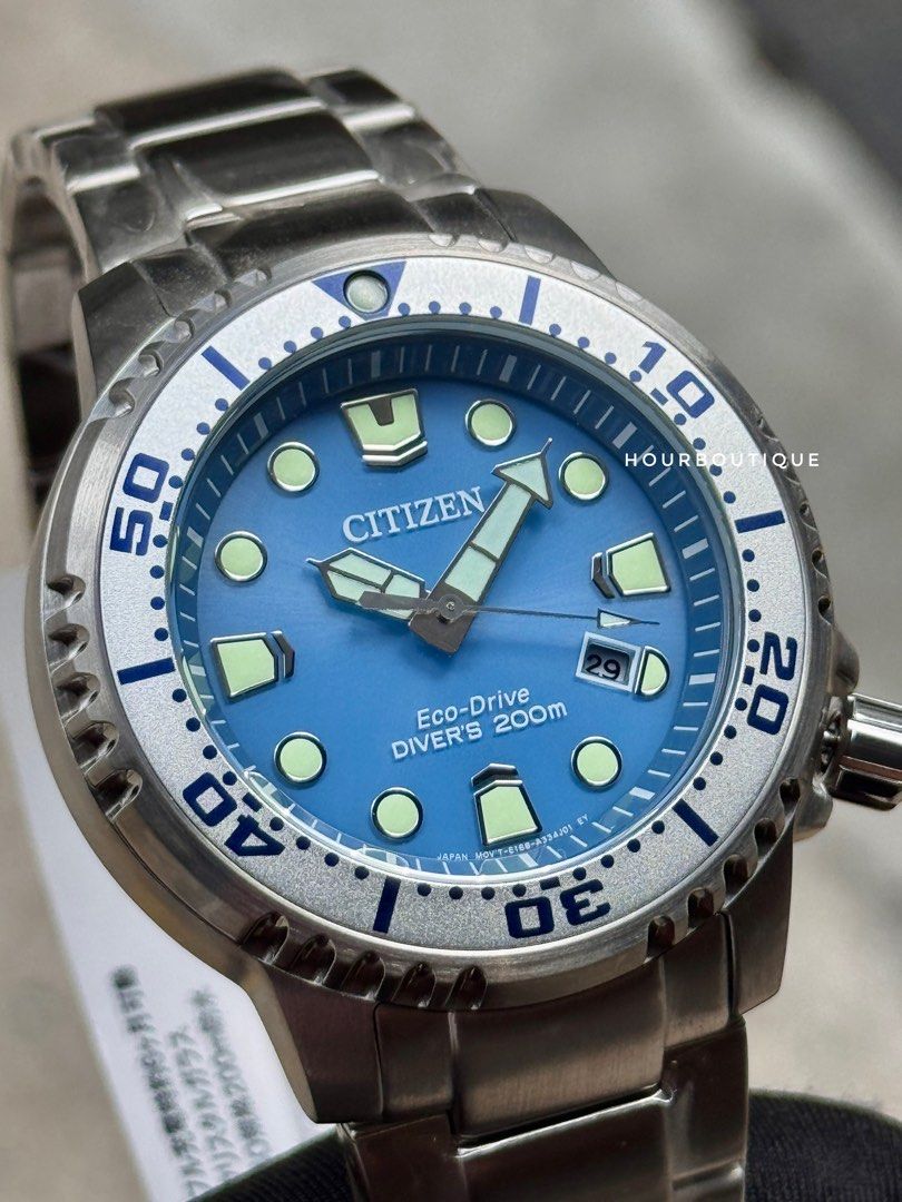 Brand New Citizen ProMaster Ice Blue Dial Eco-Drive Divers Watch BN0165-55L