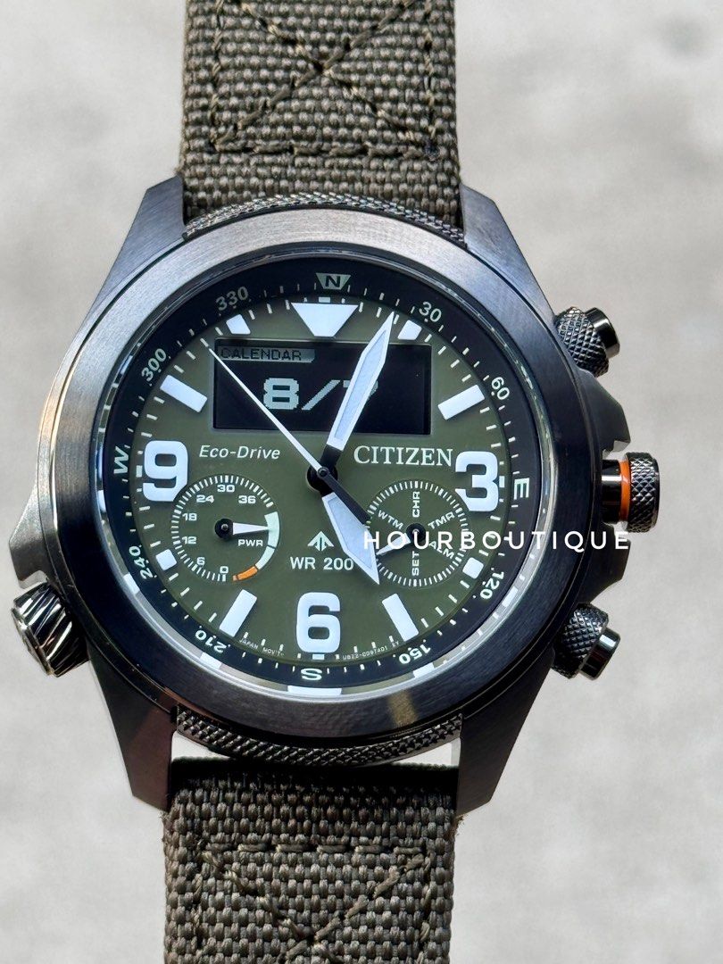 Brand New Citizen ProMaster Land Ana Digital Green Dial FieldWatch JV1005-02W