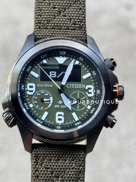 Brand New Citizen ProMaster Land Ana Digital Green Dial FieldWatch JV1005-02W