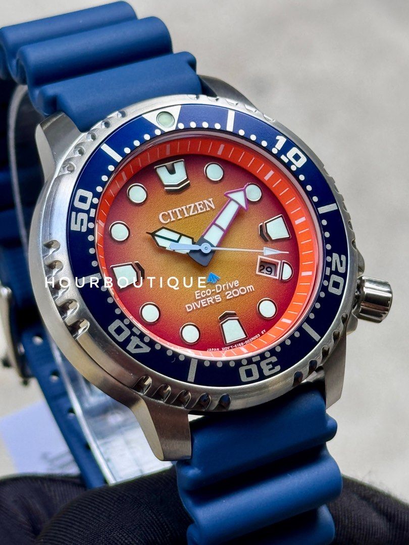 Brand New Citizen ProMaster Orange Dial Eco-Drive Mens Divers Watch BN1069-03X