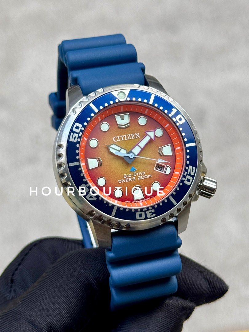 Brand New Citizen ProMaster Orange Dial Eco-Drive Mens Divers Watch BN1069-03X