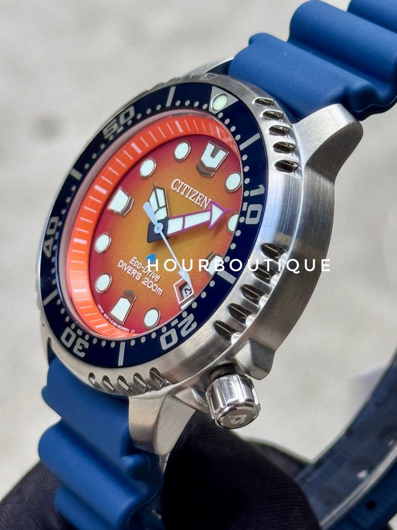 Brand New Citizen ProMaster Orange Dial Eco-Drive Mens Divers Watch BN1069-03X