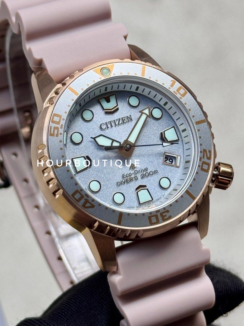 Brand New Citizen ProMaster Rose Gold Case, Eco-Drive Lady’s Divers Watch EO2023-00A