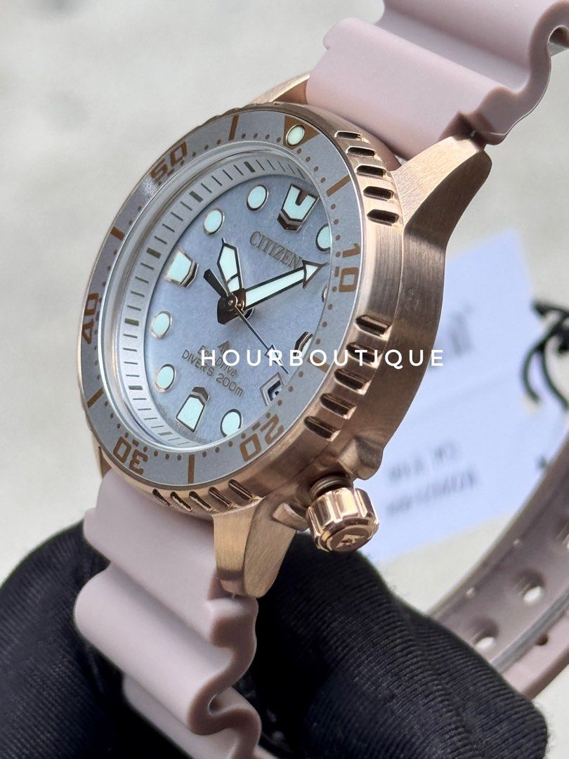 Brand New Citizen ProMaster Rose Gold Case, Eco-Drive Lady’s Divers Watch EO2023-00A