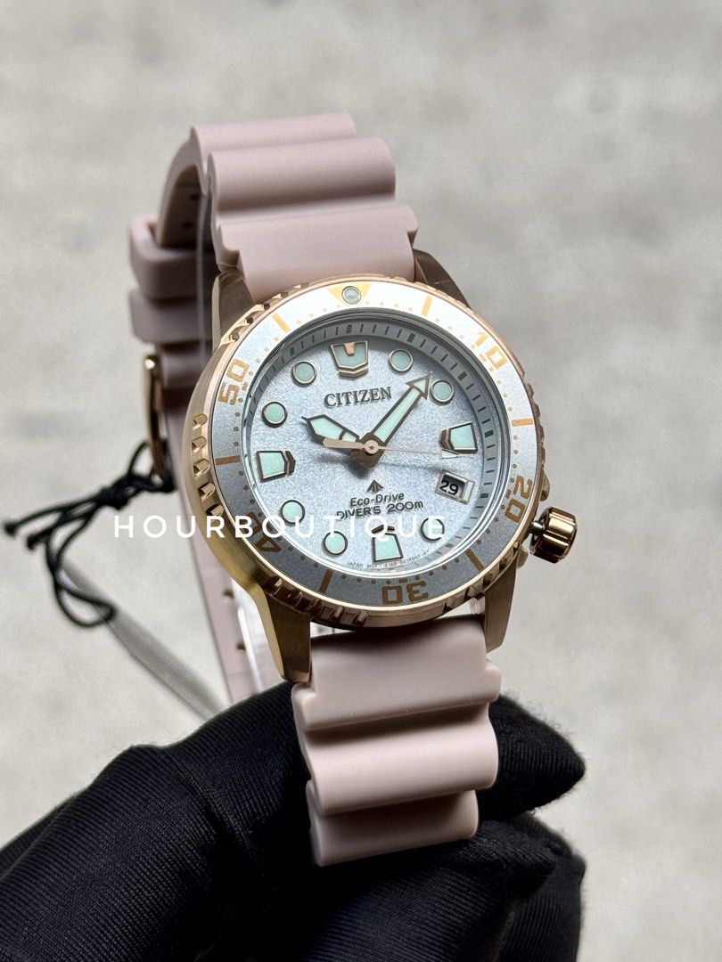 Brand New Citizen ProMaster Rose Gold Case, Eco-Drive Lady’s Divers Watch EO2023-00A
