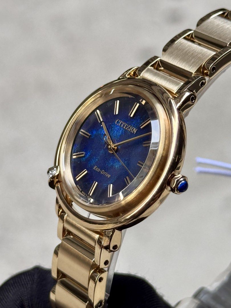 Brand New Citizen PVD Gold Lady’s Blue Pearl Dial Watch EM1099-57L