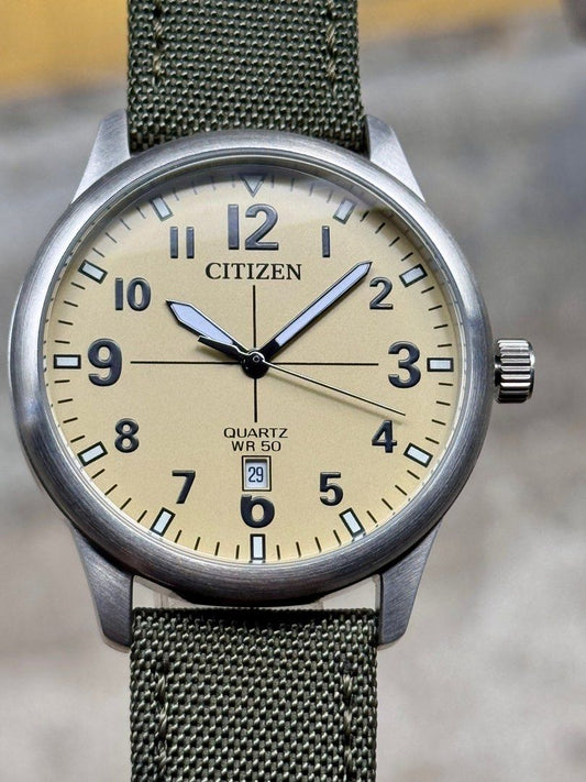 Brand New Citizen Quartz Cream Dial Field Watch BI1025-05X