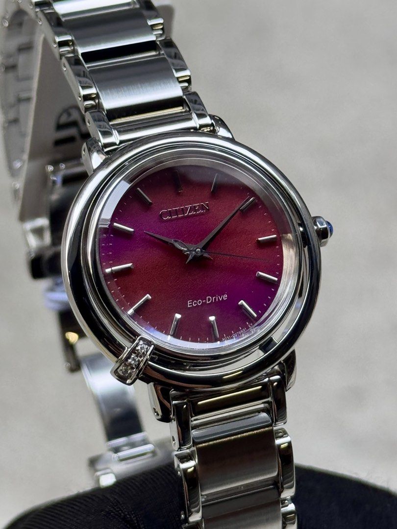 Brand New Citizen Red Pearl Dial Eco-Drive Lady’s Watch EM1090-78X
