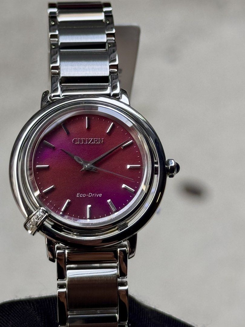Brand New Citizen Red Pearl Dial Eco-Drive Lady’s Watch EM1090-78X