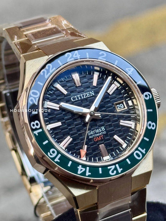 Brand New Citizen Series 8 Gold PVD case Automatic GMT Watch NB6033-51E