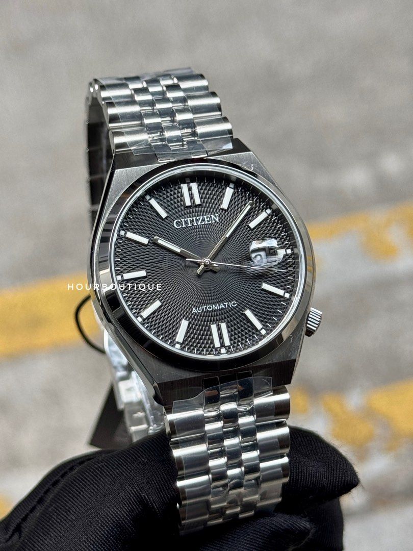 Brand New Citizen Tsuyosa Jubilee Brac Black Guilloche Dial Automatic Watch NK0020-55E