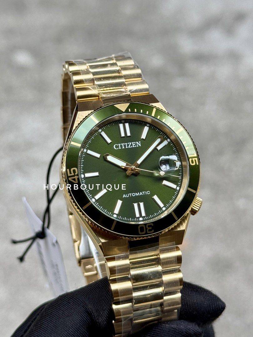 Brand New Citizen Tsuyosa Shore PVD Gold and Green Automatic Watch NJ0232-50X