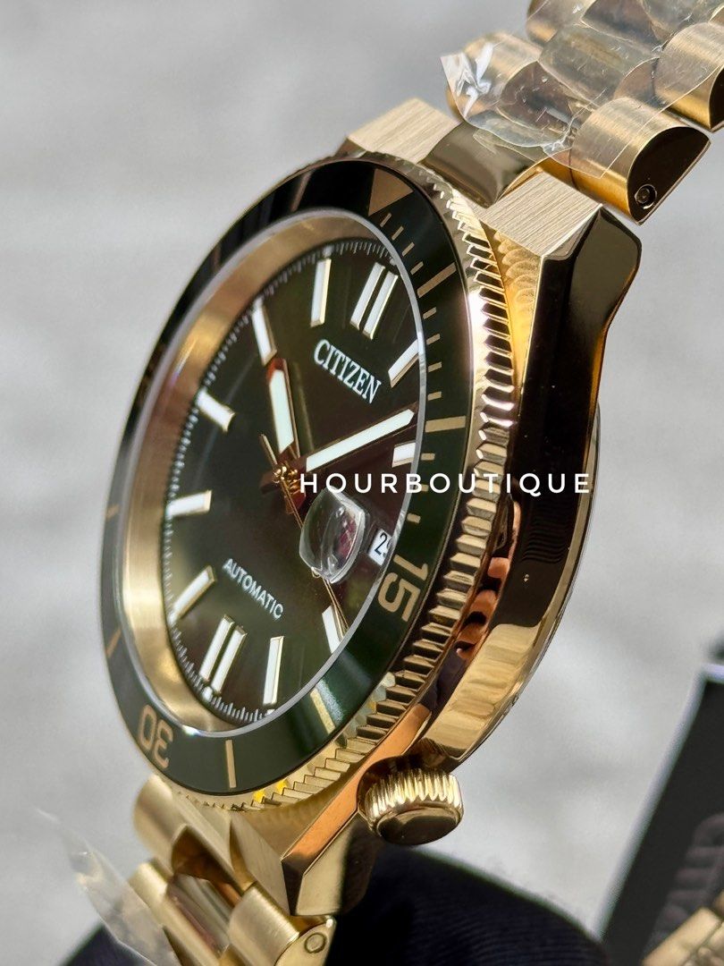 Brand New Citizen Tsuyosa Shore PVD Gold and Green Automatic Watch NJ0232-50X