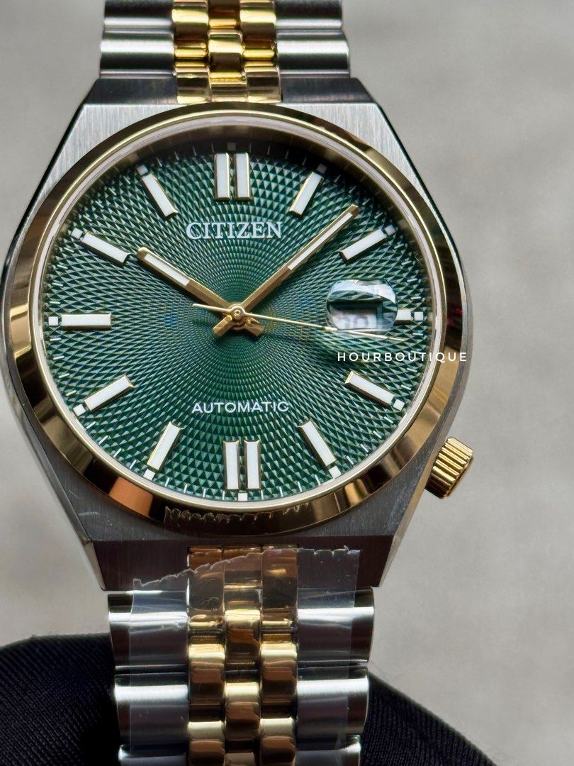 Brand New Citizen Tsuyosa Two Tone Jubilee Brac Green Gullioche Dial Automatic Watch NK0024-54X