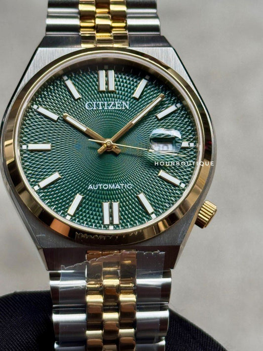 Brand New Citizen Tsuyosa Two Tone Jubilee Brac Green Gullioche Dial Automatic Watch NK0024-54X