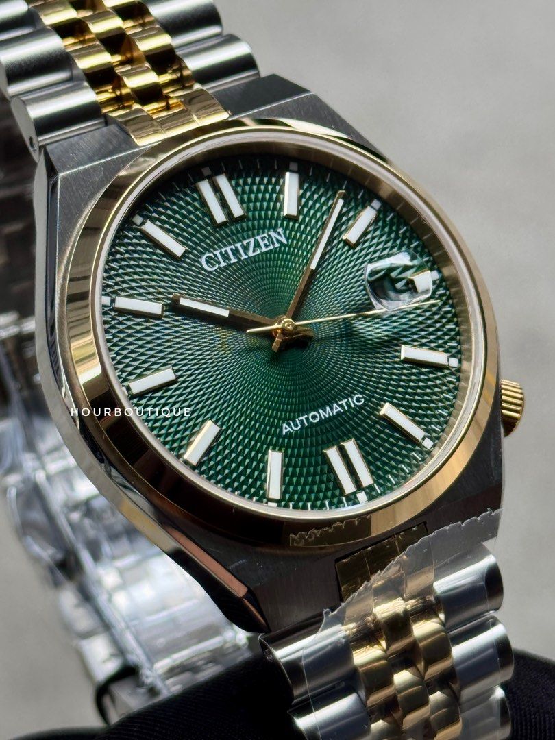 Brand New Citizen Tsuyosa Two Tone Jubilee Brac Green Gullioche Dial Automatic Watch NK0024-54X