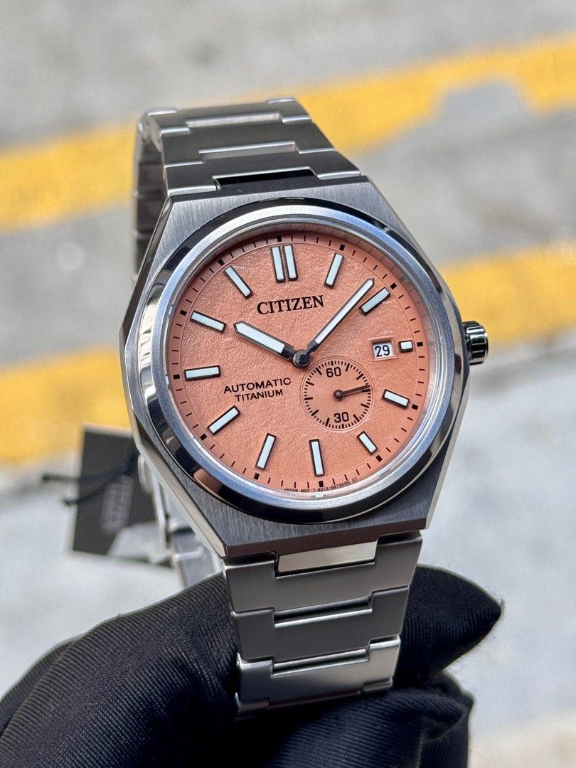 Brand New Citizen ZenShin Salmon Dial Automatic , Titanium Watch NJ0180-80Z