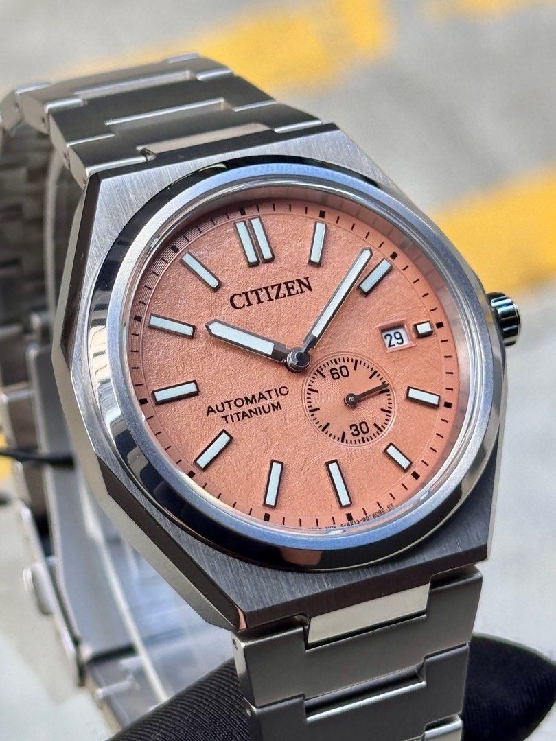 Brand New Citizen ZenShin Salmon Dial Automatic , Titanium Watch NJ0180-80Z