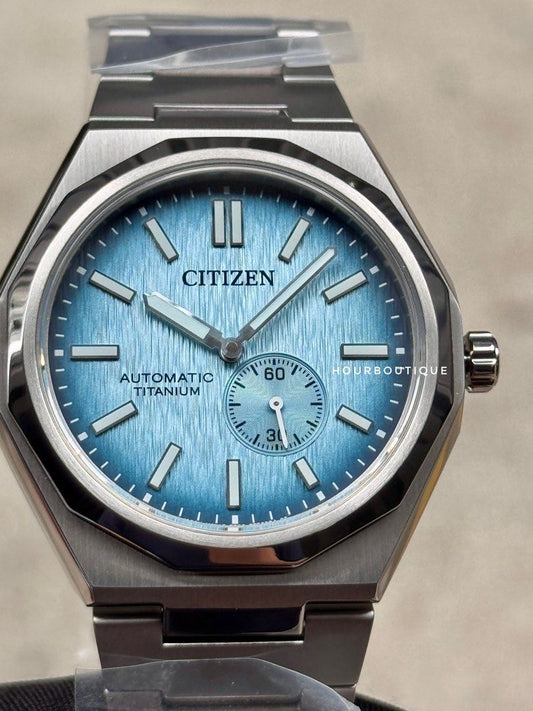 Brand New Citizen ZenShin Super Titanium Ice Blue Dial Automatic Watch NK5020-58L