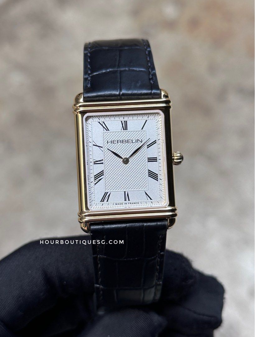 Brand New Herbelin Art Deco Quartz Men’s Watch PVD Gold Case