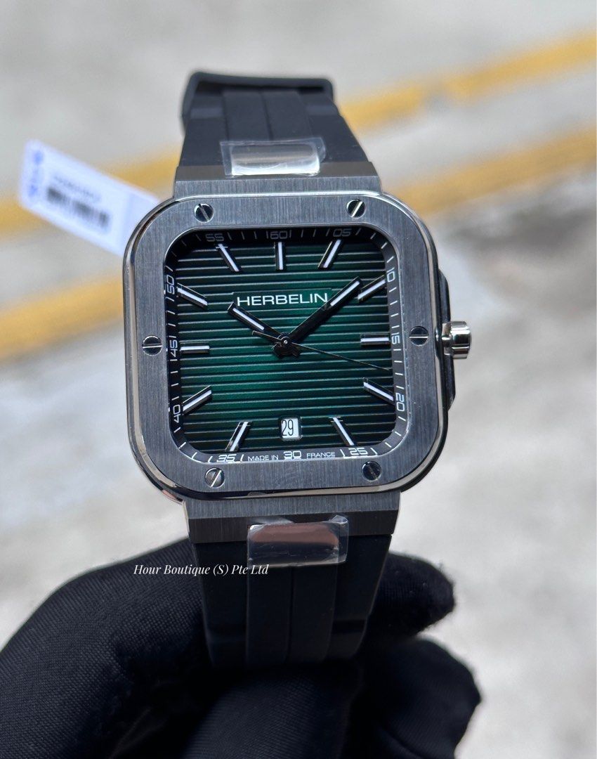 Brand New Herbelin Cap Camarat Square Green Dial Quartz Watch