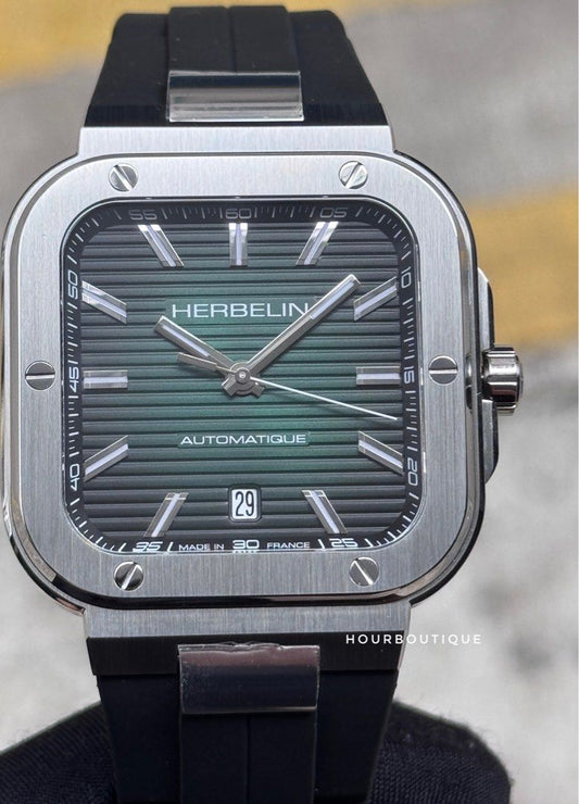 Brand New HERBELIN Cap Camarat Square Green Dial Automatic Mens Watch
