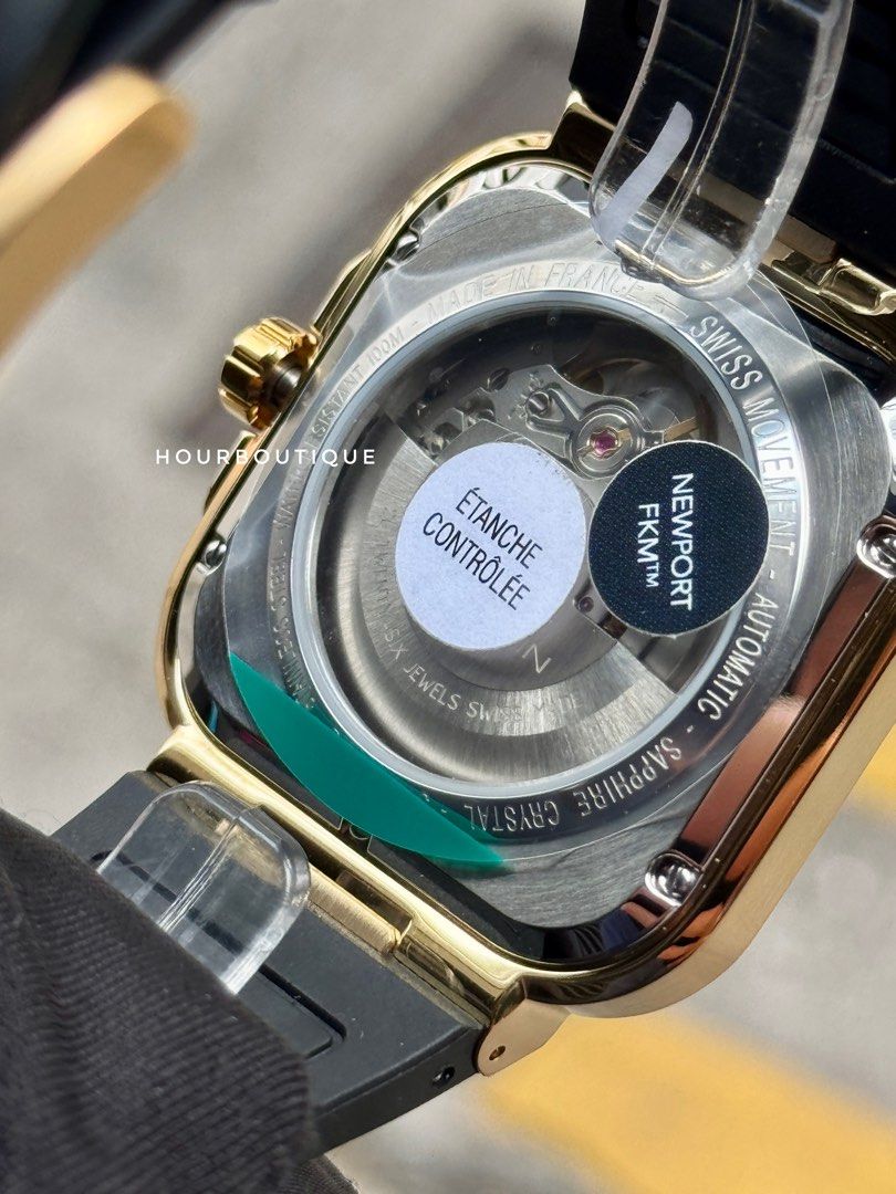Brand New Herbelin Cap Camarat Square, Automatic PVD Gold Case Watch