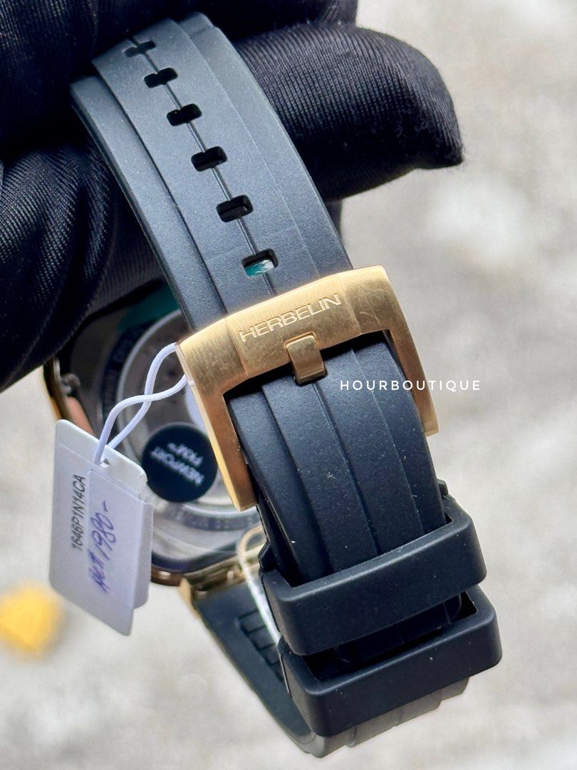 Brand New Herbelin Cap Camarat Square, Automatic PVD Gold Case Watch