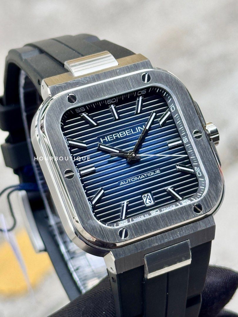 Brand New Herbelin Cap Camarat Square Blue Dial Automatic Watch