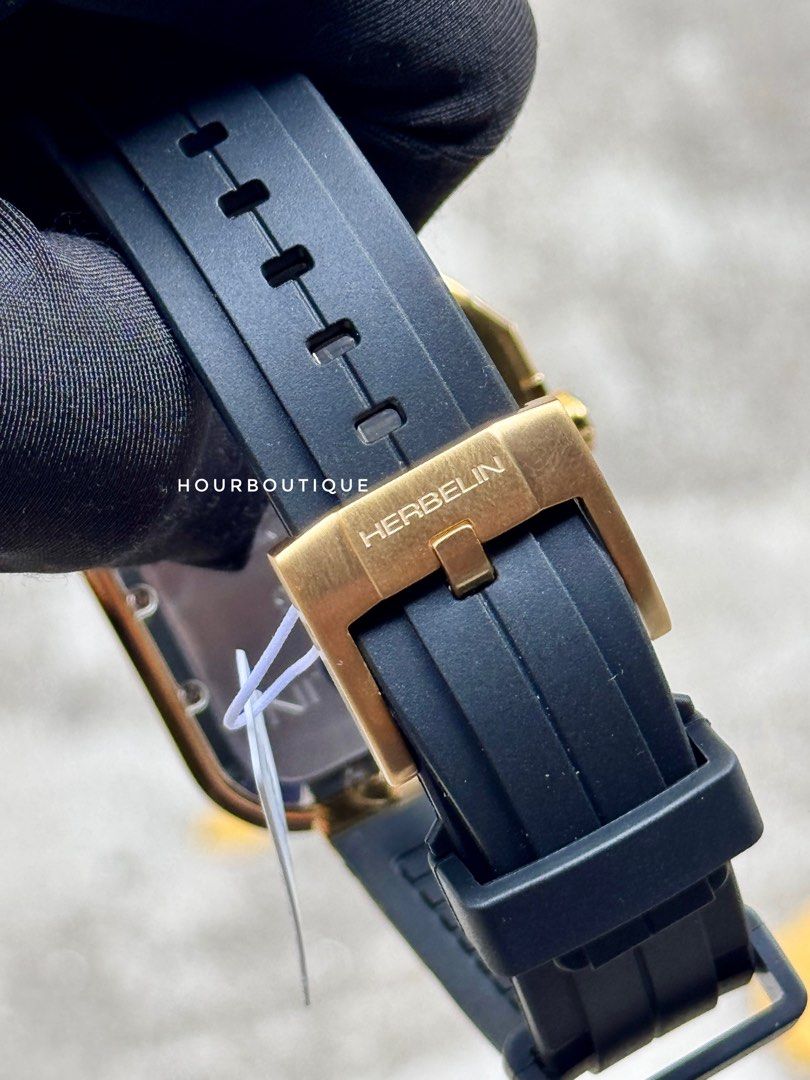 Brand New Herbelin Cap Camarat Square Quartz Chronograph PVD Gold Case Watch