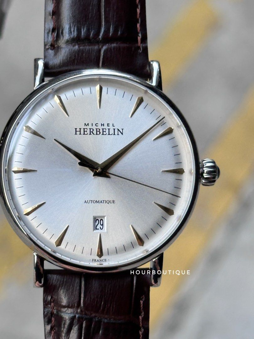 Brand New Herbelin Classics Inspiration Collection Silver Sunburst Dial Automatic Mens Watch