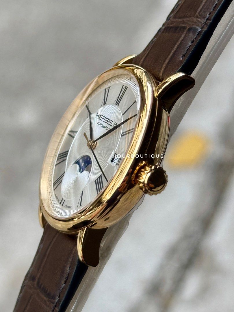 Brand New Herbelin Inspiration Classics MoonPhase PVD Gold Case Automatic Watch