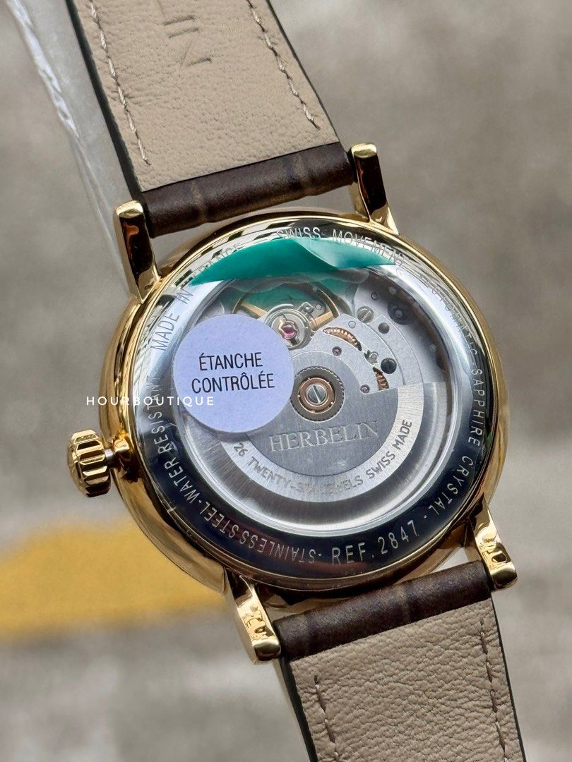 Brand New Herbelin Inspiration Classics MoonPhase PVD Gold Case Automatic Watch