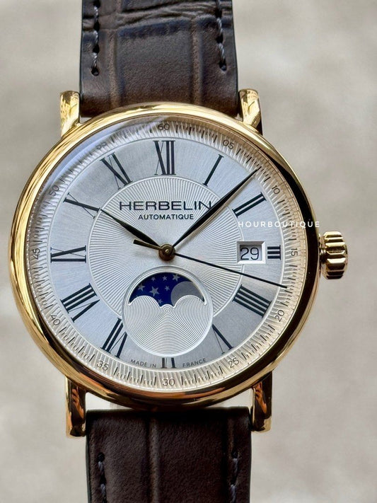 Brand New Herbelin Inspiration Classics MoonPhase PVD Gold Case Automatic Watch