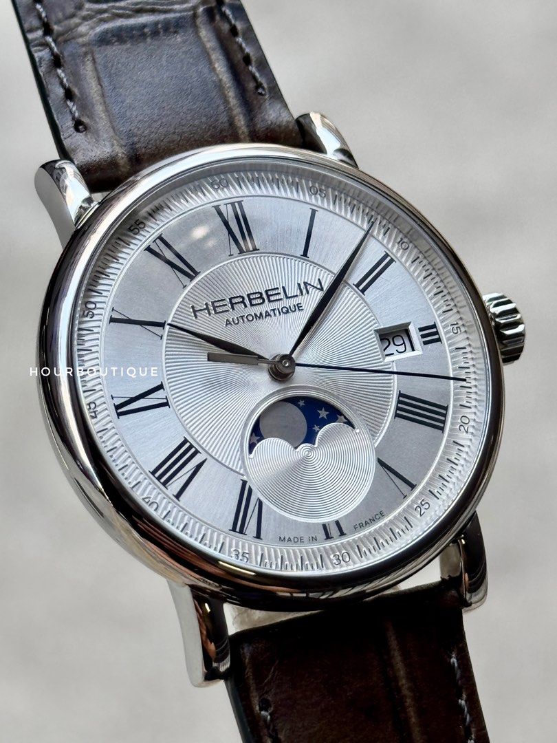 Brand New Herbelin Inspiration MoonPhase Automatic Dress Watch, Made In France