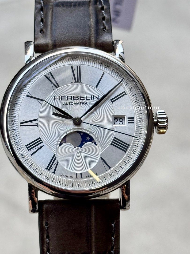Brand New Herbelin Inspiration MoonPhase Automatic Dress Watch, Made In France