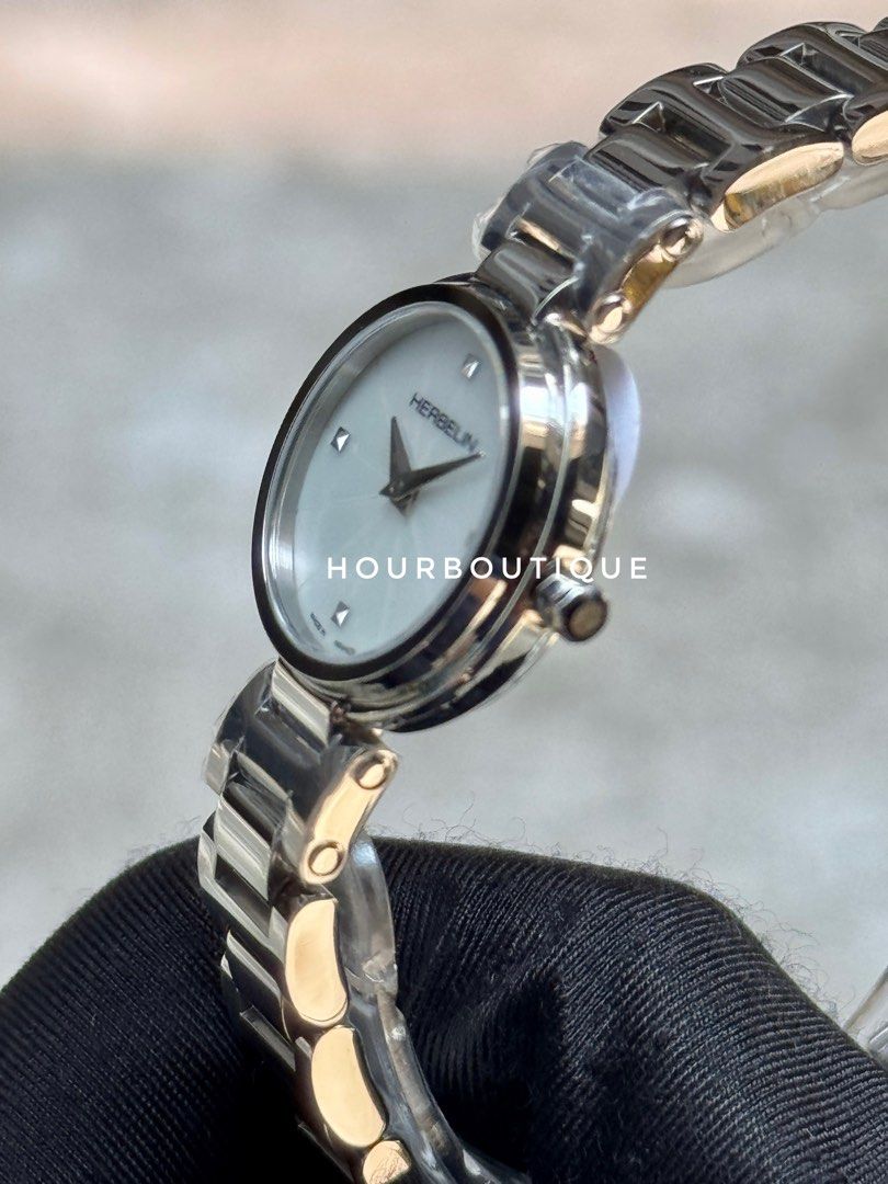 Brand New Herbelin Lady H Quartz Steel & Pearl Dial Made In France Watch 17312B19
